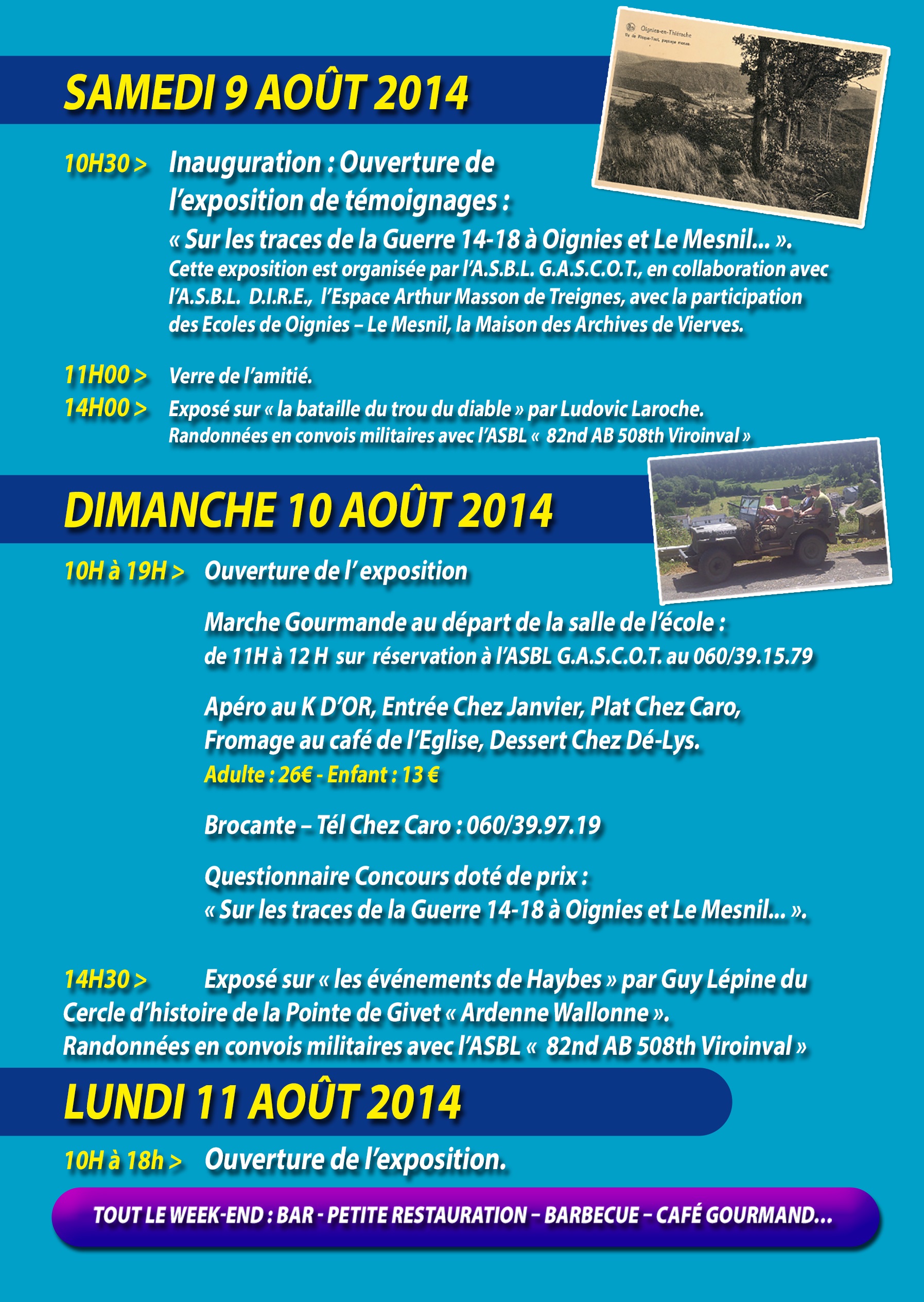 Le programme dtaill des 9-10-11 aot 2014 !